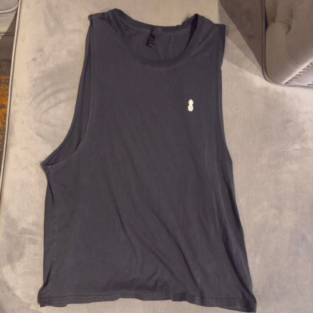 Jj malibu - men's gym shirt -  cotton tank top with white logo - Large
